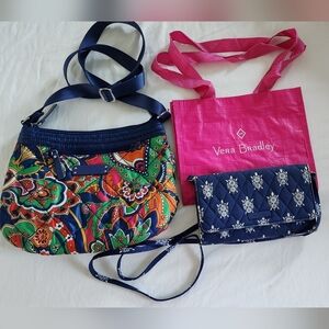 3fer Vera Bradley Quilted Crossbody Bags Set Of 2 + Pink Tote